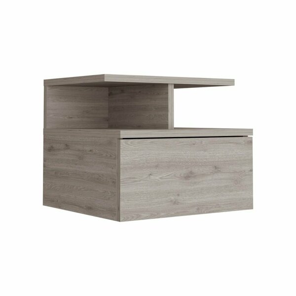 Tuhome Adele Floating Nightstand with Drawer and Open Storage Shelves- Light Gray MLZ9408